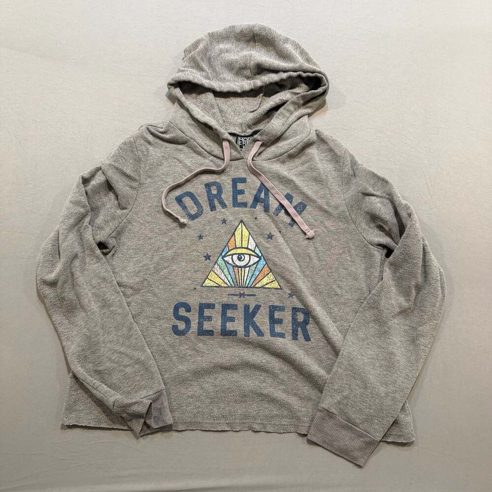 Modern Lux Dream Seeker All Seeing Eye Pyramid Gray Hoodie Sweatshirt Size Large